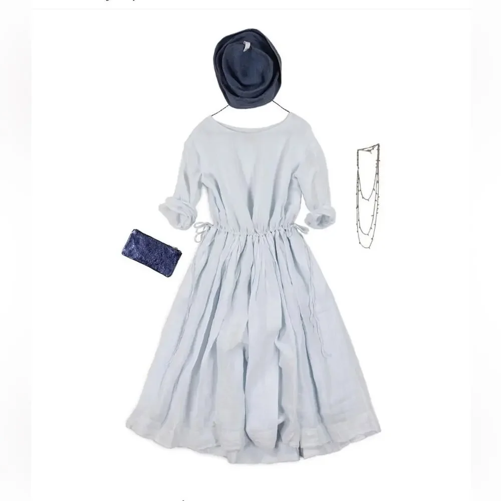 MANUELLE GUIBAL red Poplin pop over dress with drawstring waist S - Picture 9 of 10